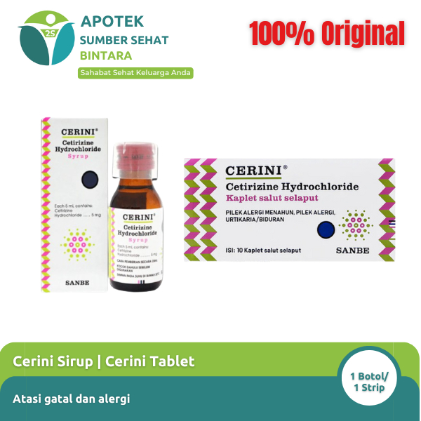 Cerini Sirup | Cerini Tablet – Bantu Atasi Gatal & Alergi pada Anak dan Dewasa