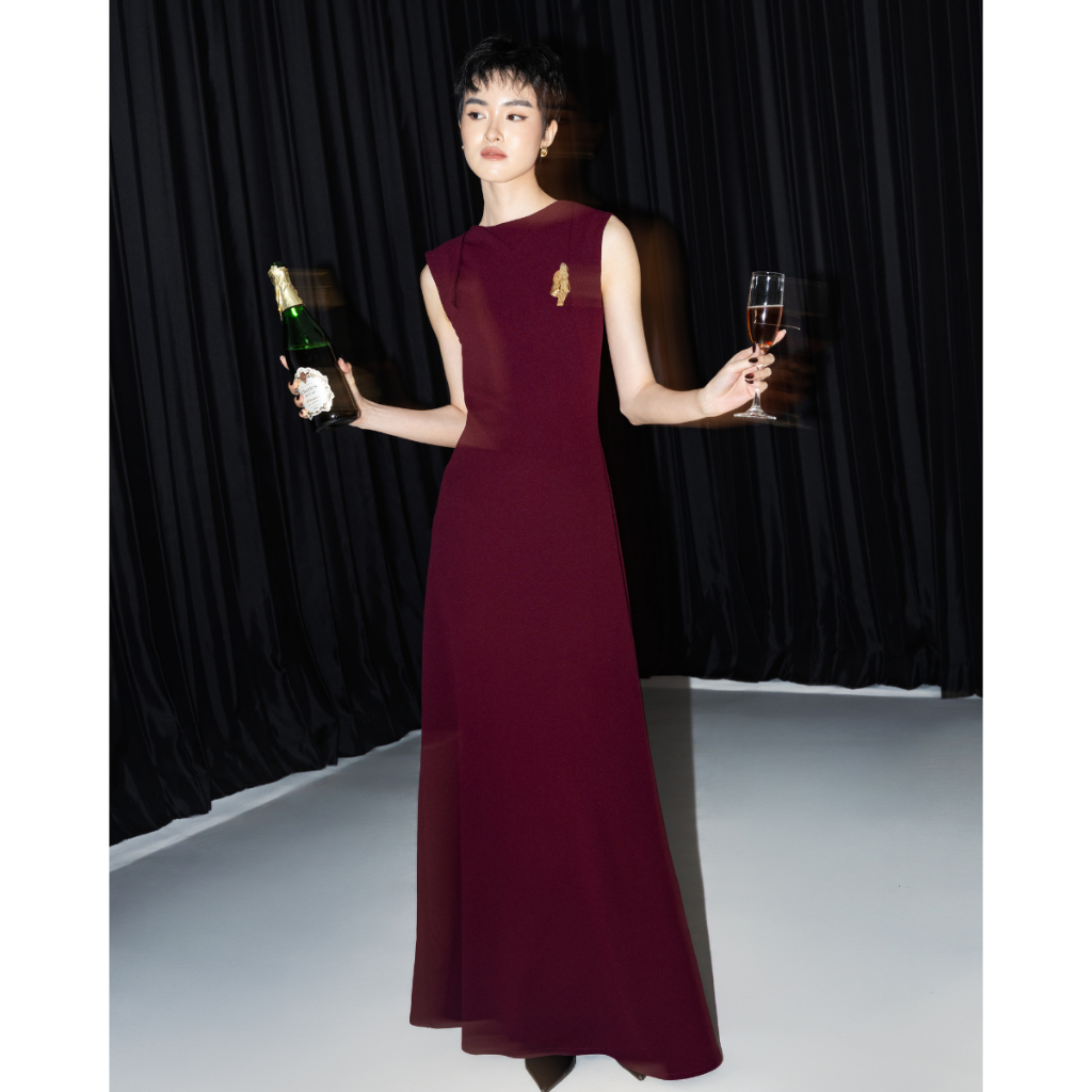 FLOMORS - FAHLIA DRESS MAROON