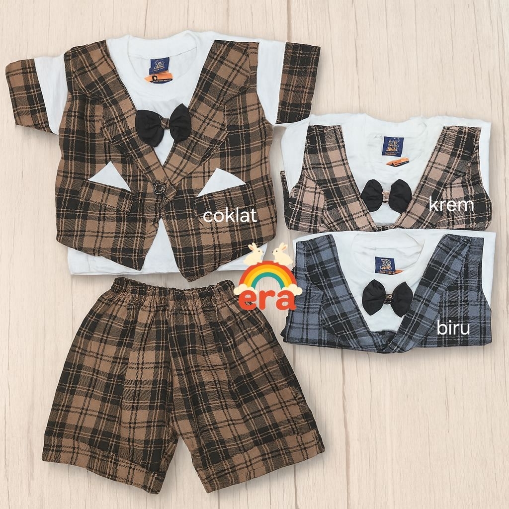 ERA BABY - Setelan Rompi Katun Jas Baju Bayi Anak Cowok Fashion Umur 6 bulan - 1 tahun