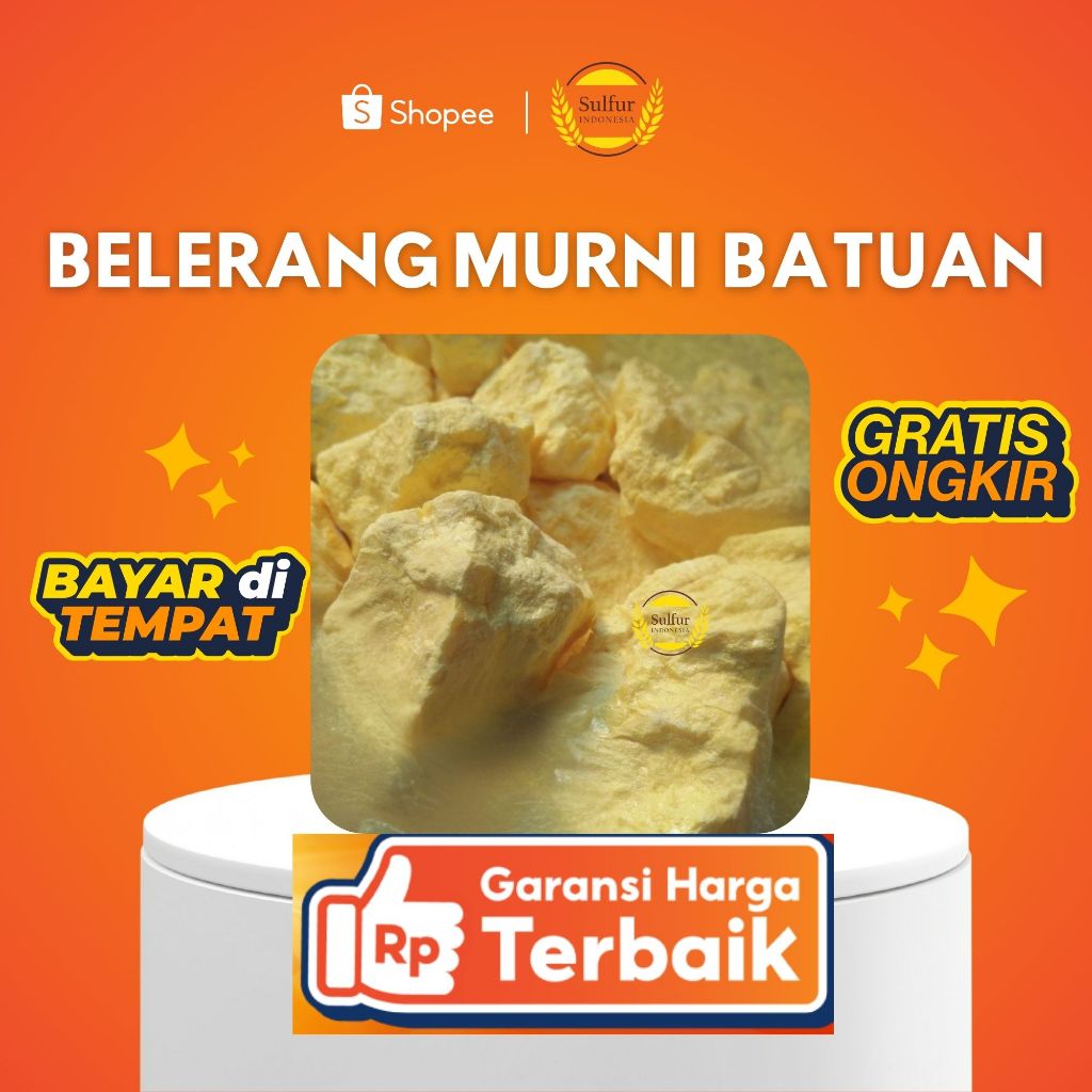 BELERANG MURNI BATUAN / SULFUR BONGKAHAN/ BELERANG ASLI /BELERANG MURNI  (1 KG) - Belerang Murni Ant