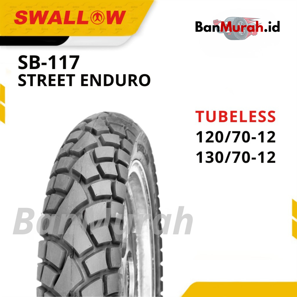 Ban Luar Motor Ring 12 Swallow SB-117 STREET ENDURO 120/70 130/70 Ring 12 Tubeless | scoopy | tubles