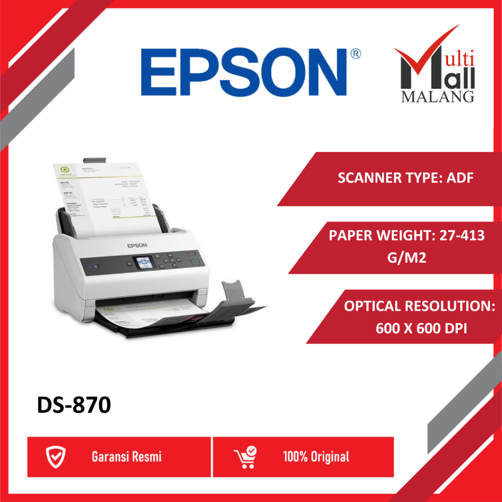 EPSON SCANNER WORKFORCE DS-870 DS 870 DS870 A4 DUPLEX Sheet-Fed Document Scanner