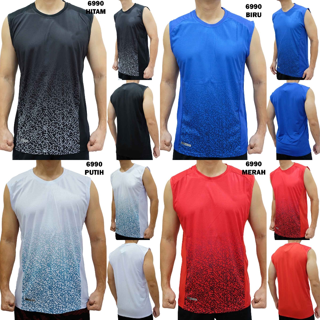 Singlet Training Pria 6990 Pakaian Baju Olahraga Fitness Lari Futsal Voli Running Gym Sport Cowok