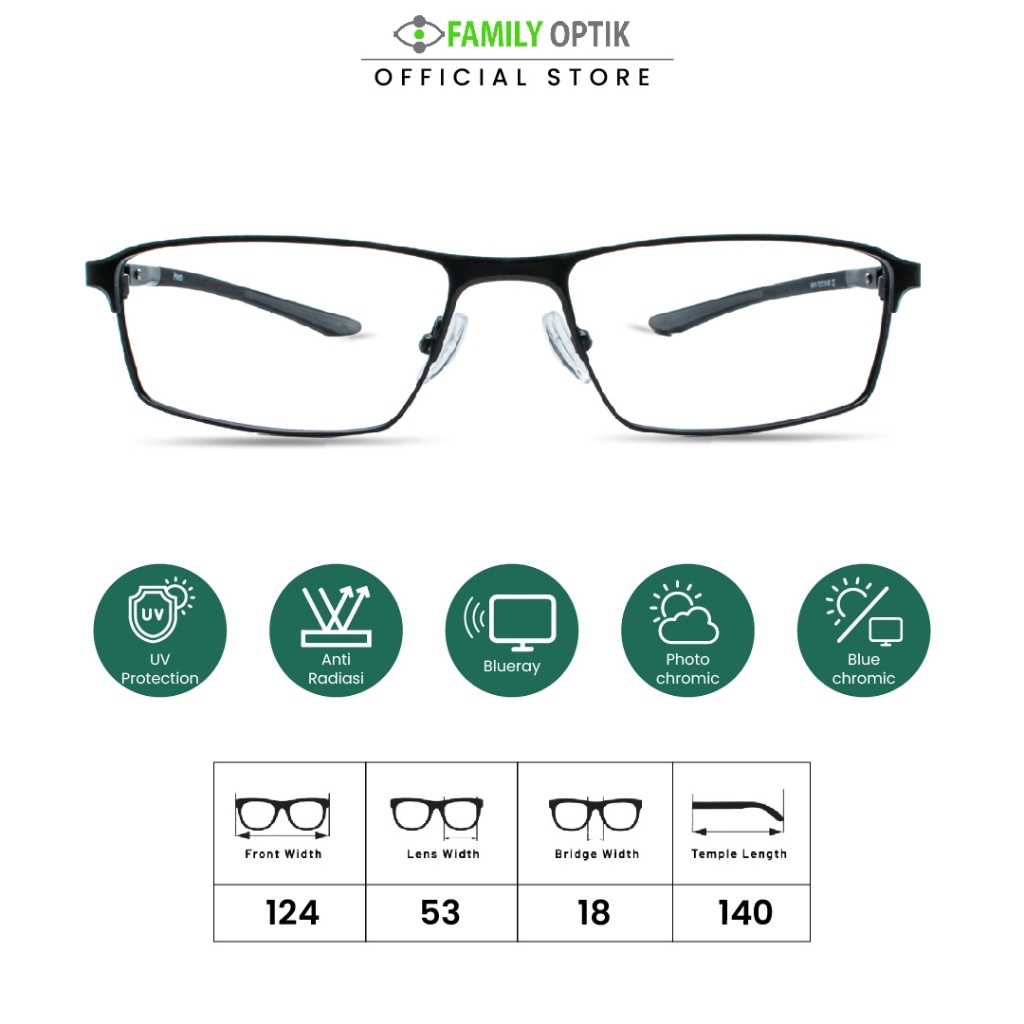 Family Optik - Kacamata Airtech Blueray Photocromic Anti Radiasi 6114