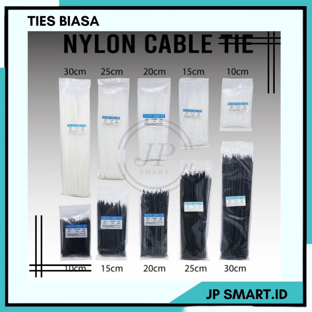 Kabel Ties Cable Ties Putih Hitam Ukuran 10cm 15cm 20cm 25cm 30cm Harga 1Pack Isi 100pcs Bukan Satua