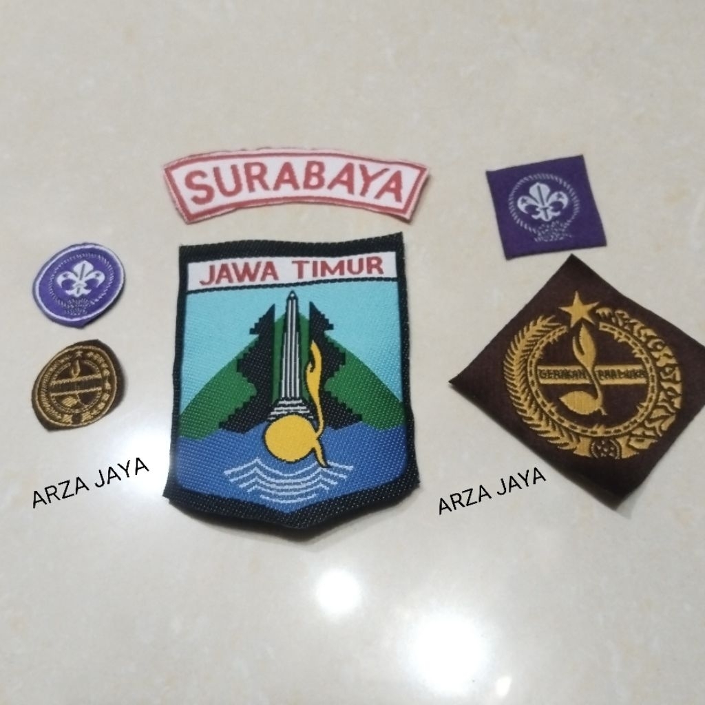 paket atribut bordir kwarda pramuka jawa timur/1 set kwarda pramuka Jawa Timur
