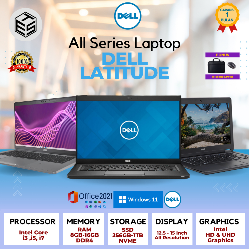 Laptop Dell Latitude Core i5 / i7 RAM 8GB - 16GB SSD 256 - 1TB 14 inch HD / FHD Second Mulus Ori