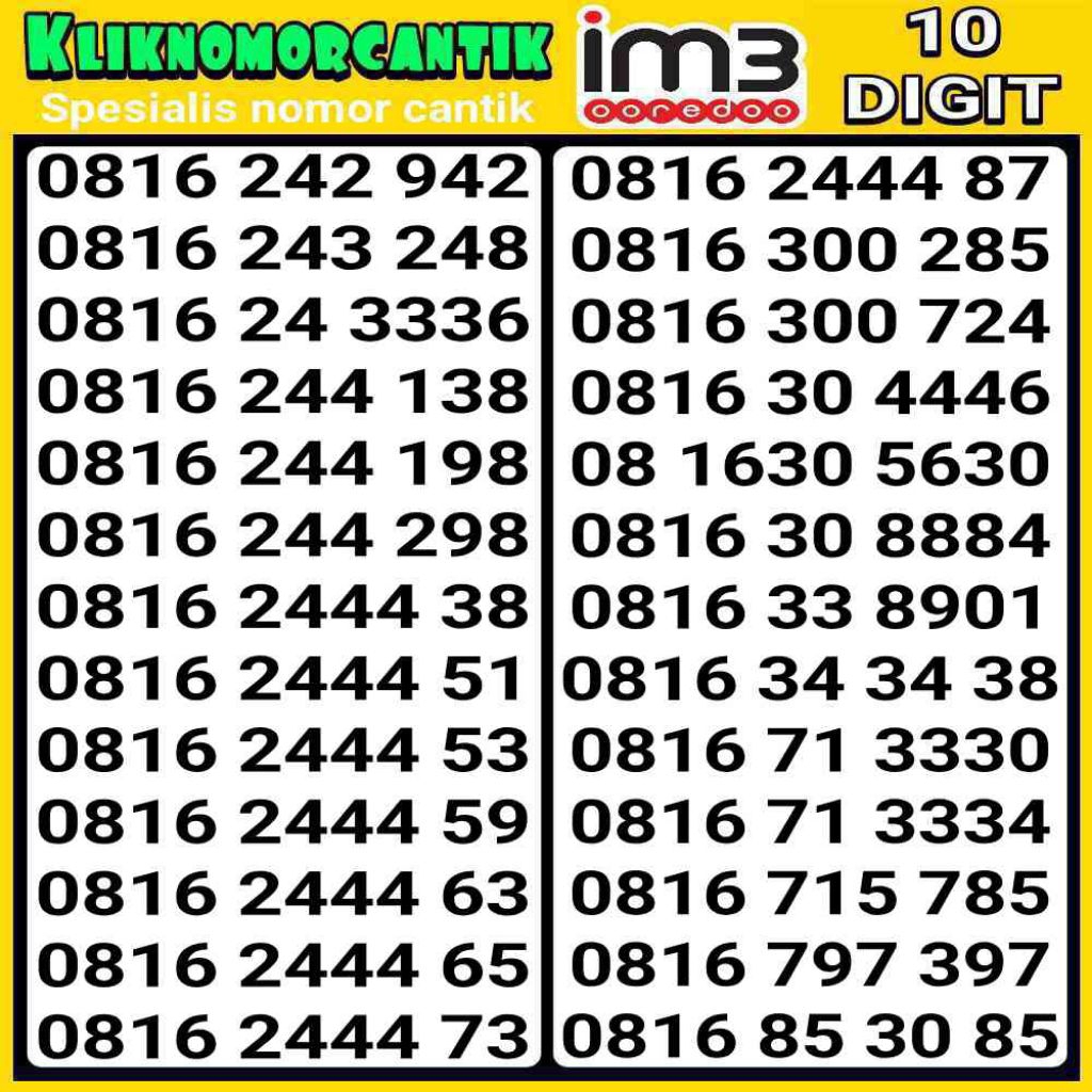 nomor cantik Indosat 10 Digit 4G&5G IM3 10 digit A4