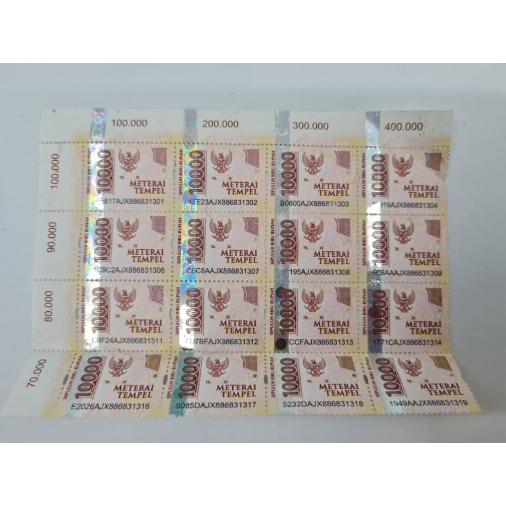 meterai kualitas grade C tempel 10000 sepuluh ribu materai 10.000