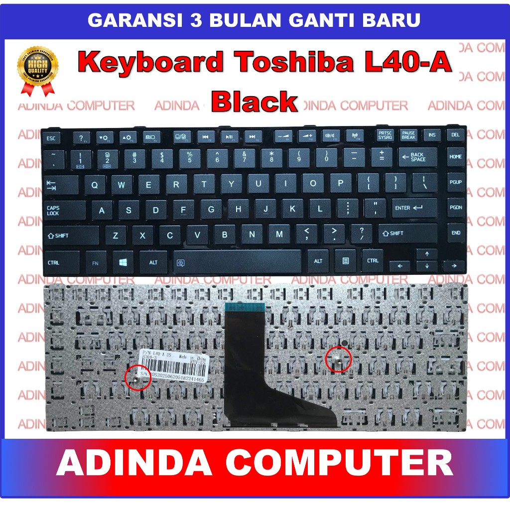 KEYBOARD TOSHIBA SATELLITE L40 L40A L40-A L45 HITAM