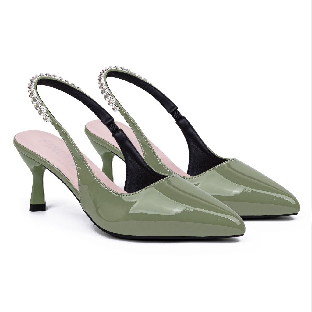 Heels Wanita 7 cm Hijau Cream Hitam Import Hak Cewek Simple Heels Kerja Kantor Kasual Polos SH-126