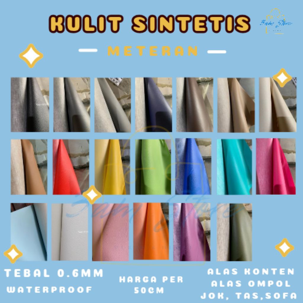 Kulit Sintetis, kulit Oscar Meteran Tebal 0.6mm Waterproof untuk matras, sofa, kursi, jok motor jok 