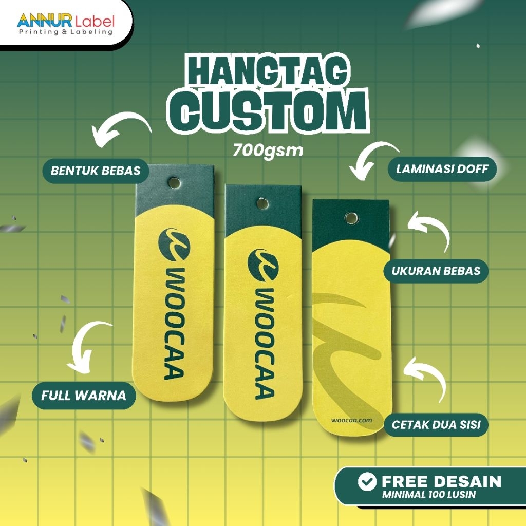 Hang tag label baju custom tebal 700gsm free desain label tag aesthetic