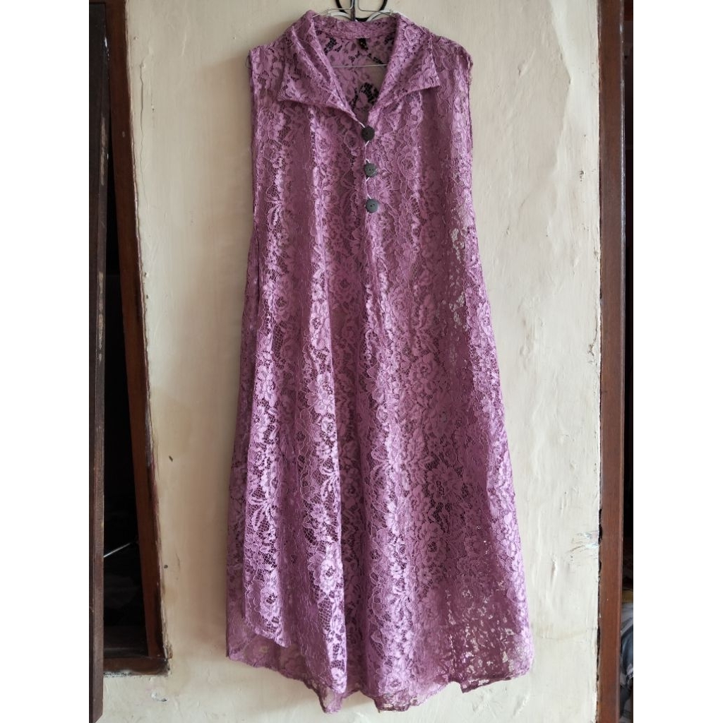 pl outer tunik brukat pink tua