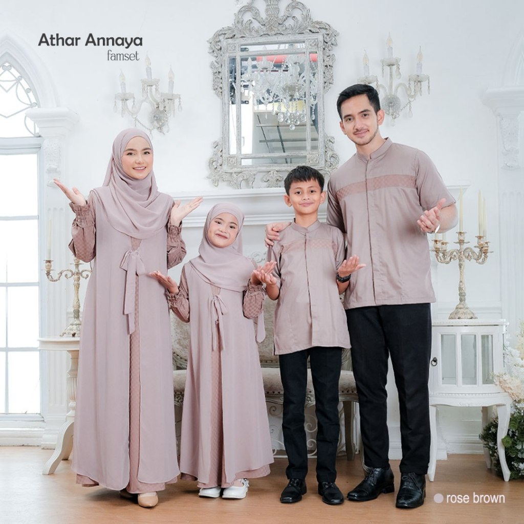 RISKIRICH Athar Annaya Rose Brown Baju Couple Keluarga 2026