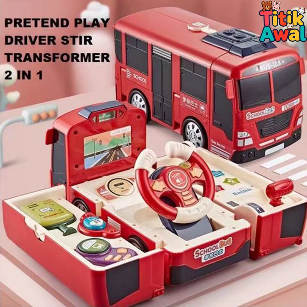 Mainan Edukatif Anak Bus Sekolah Latihan Mengemudi Bermain Peran Stasiun Bermain Anak Bus Transforma