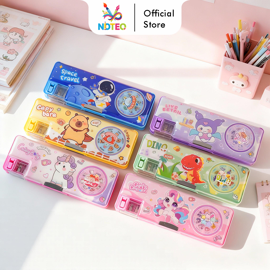 Tempat Pensil Anak Magnetik dengan Rautan 2 Lubang & Spin Wheel BA-2102