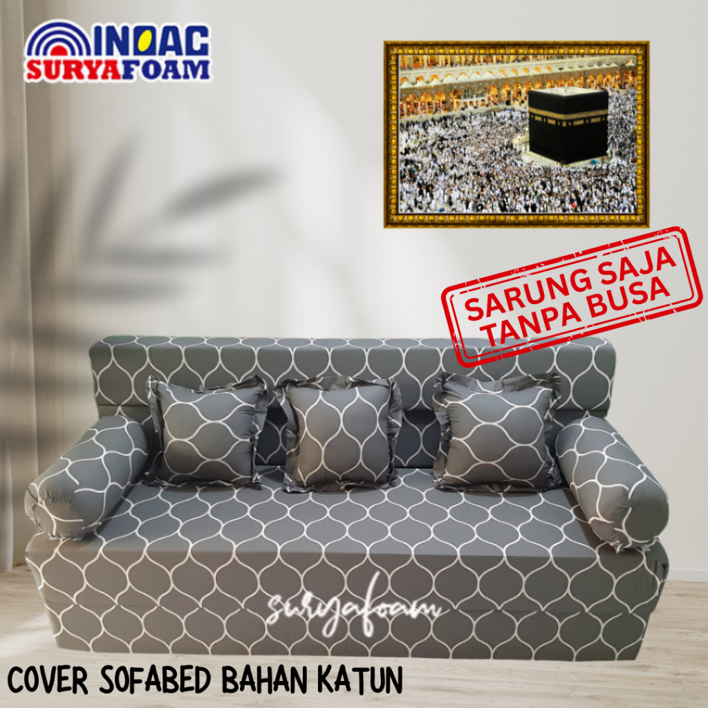 Cover Sarung Urung Kasur Sofa Lipat Sofabed Busa Inoac Royal Resleting Bahan KATUN Tanpa Busa