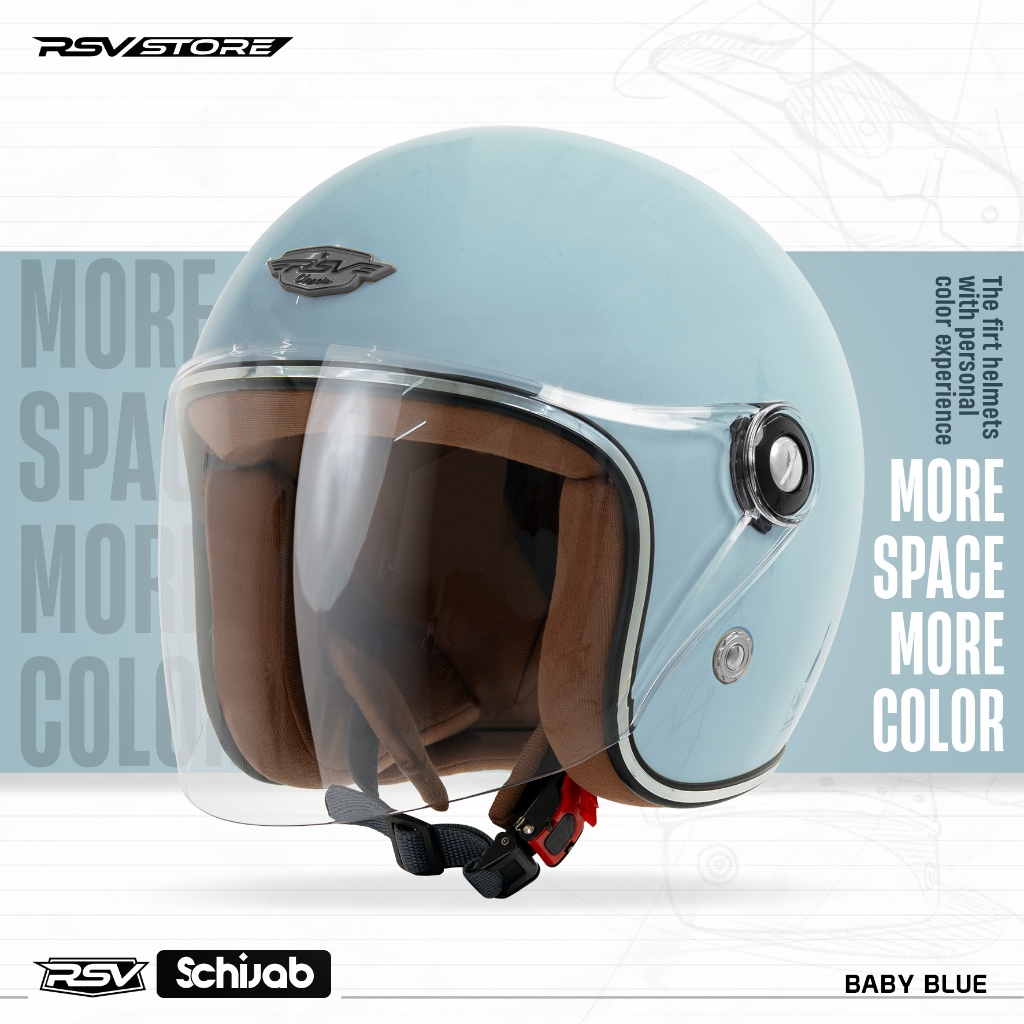RSV SC Hijab Retro Classic Helm Half Face - Baby Blue