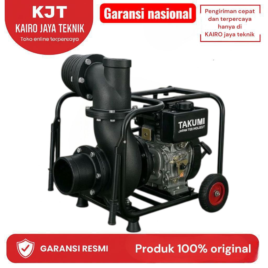 Pompa Alkon Diesel Irigasi TAKUMI JAPAN 6 Inch Alkon Diesel Elektrik Stater Pompa Banjir Air Sawah 6