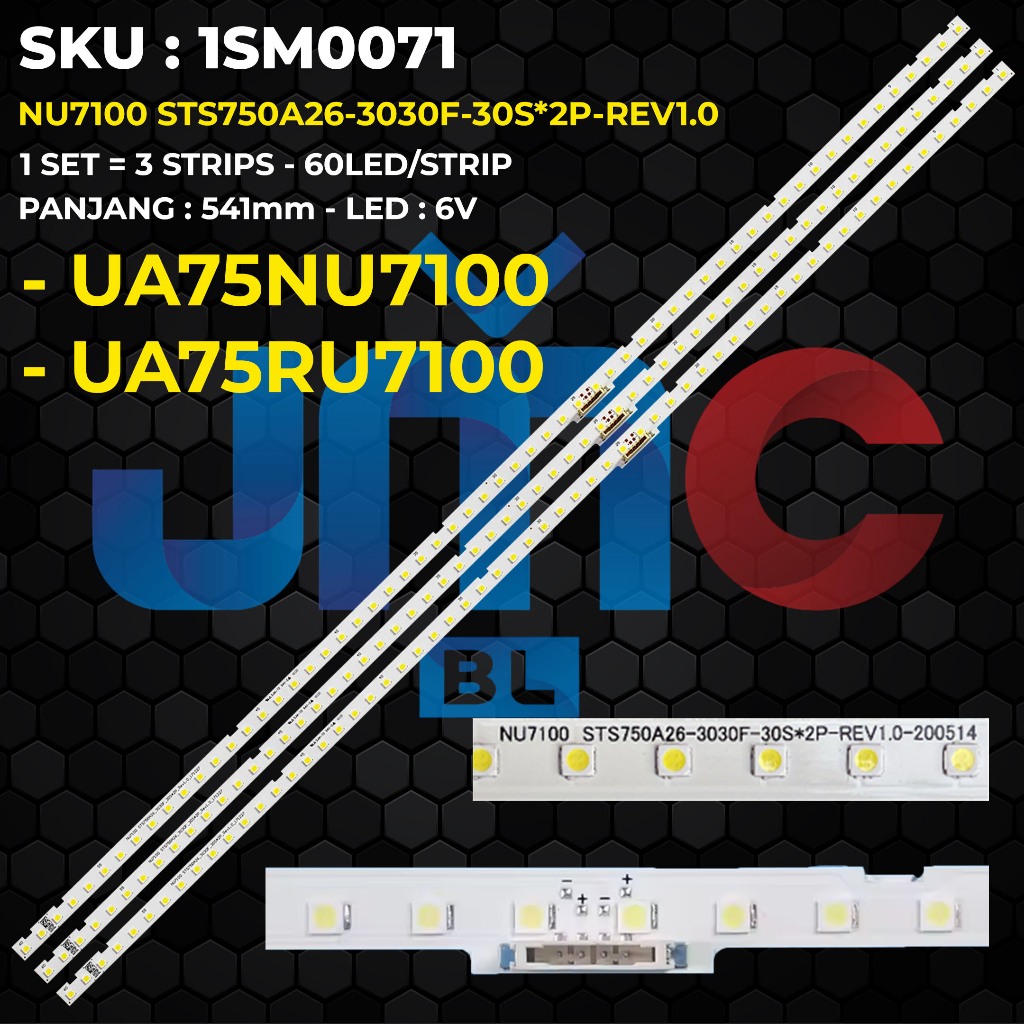 Backlight TV SAMSUNG 75 Inch UA75NU7100 UA75NU7100K UA75RU7100 NU7100 STS750A26-3030F-30S*2P-REV1.0