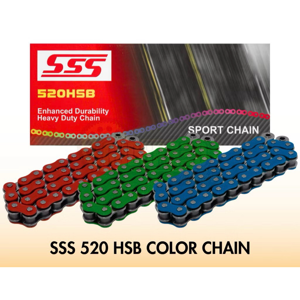 Rantai Chain SSS 520 HSB 110L 120L WARNA MERAH BIRU HIJAU MOTOR TIGER R25 NINJA250 CBR250