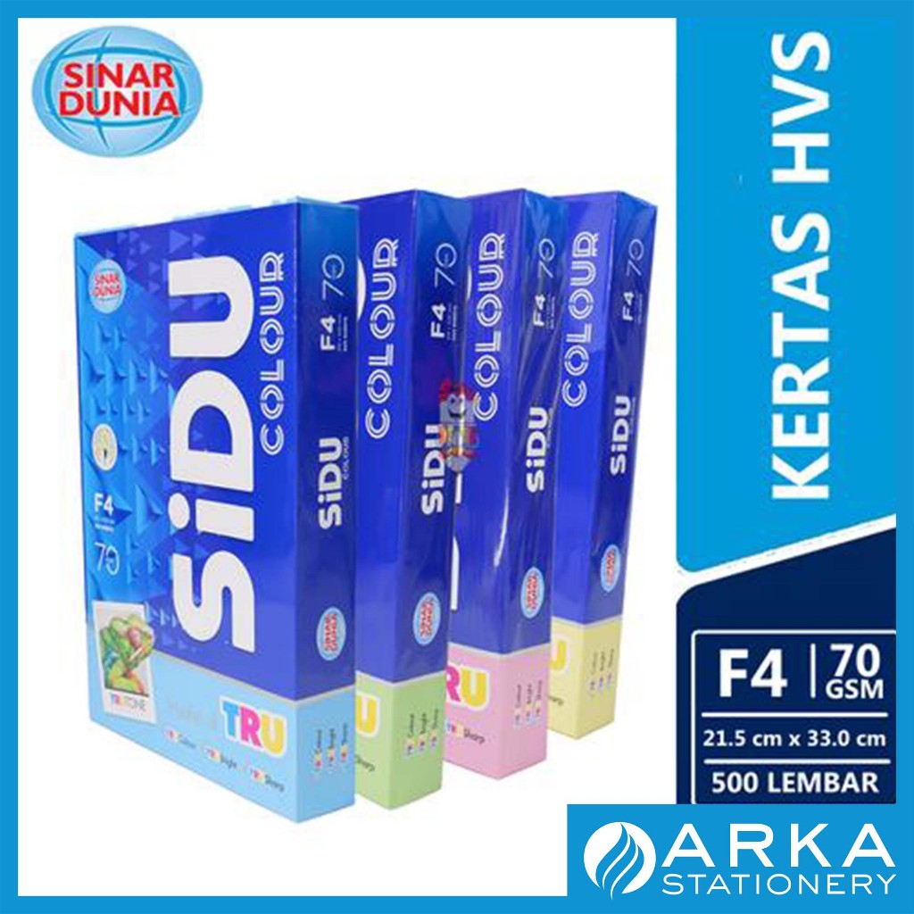 SIDU HVS WARNA F4 70 GRAM PINK BIRU HIJAU KUNING