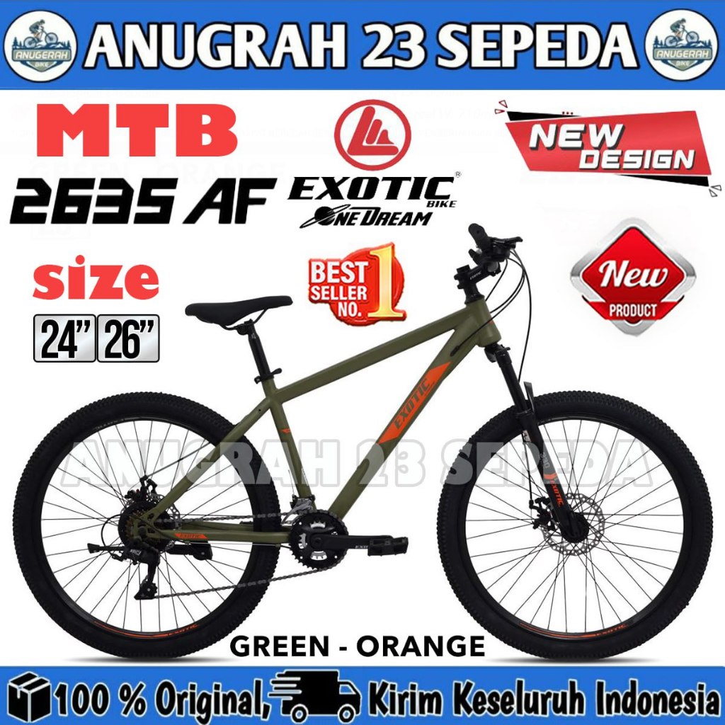 Sepeda Gunung MTB EXOTIC 2635 AF 16 speed Ukuran 24 26 Inch