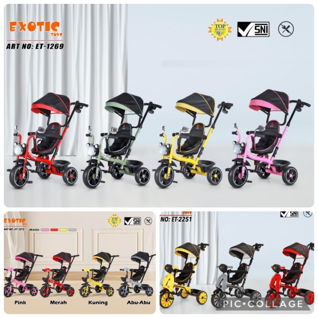 SEPEDA RODA TIGA TRICYCLE STROLLER ANAK EXOTIC ET2251 VESPA MUSIK LAMPU/ET1273/ET1269