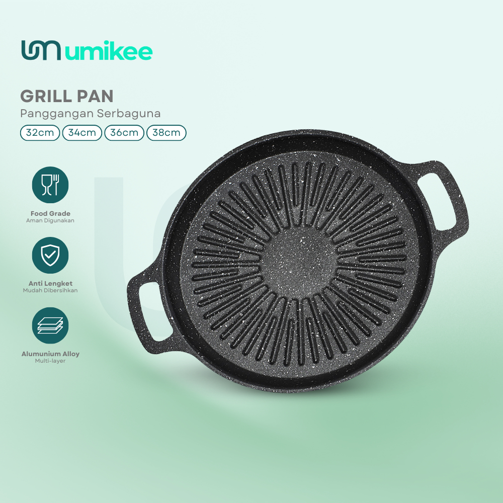 Umikee Alat Panggang BBQ Grill Pan Premium Grill Pan Anti Lengket Wajan Penggorengan Anti Lengket