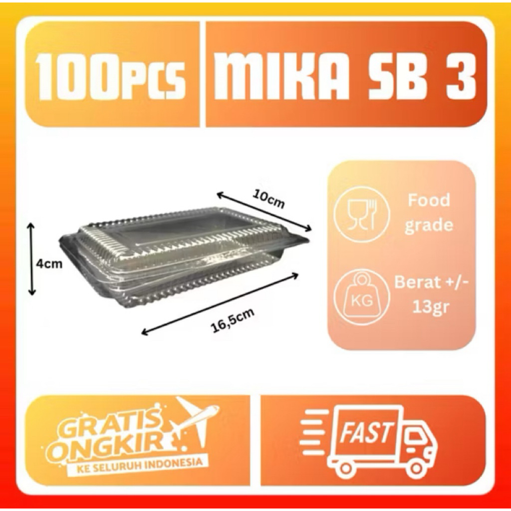 [100PCS]Kotak Makanan Mika MM IRIT/ Kotak Kue Mika MM/ Kotak Mika  MM/ Mika MM / Box Mika IRIT / Kot