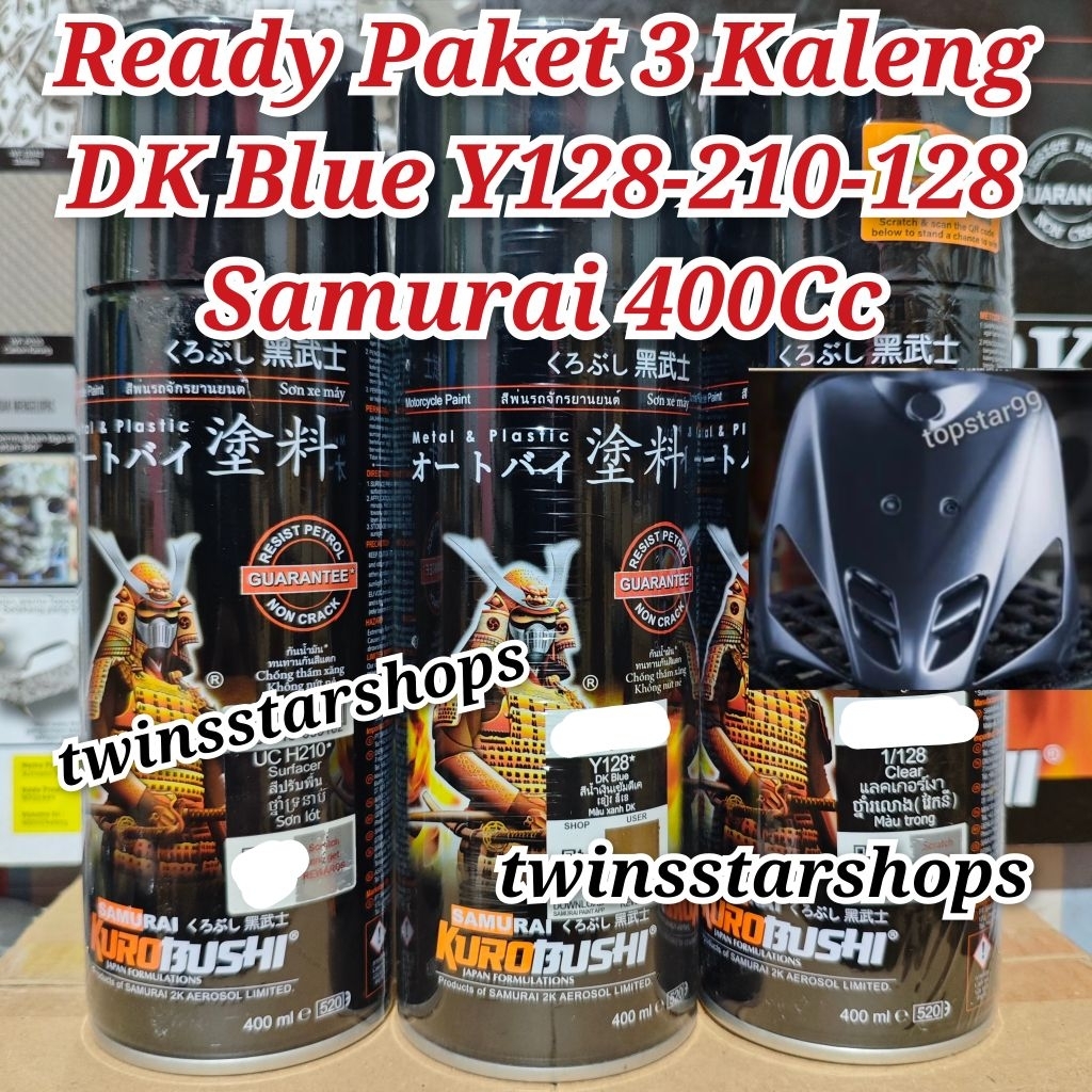 Pilok Pylox Cat Samurai Paket 3 Kaleng DK Blue Y128 128 Biru Tua Metalik Epoxy Surfacer UC H210 210 