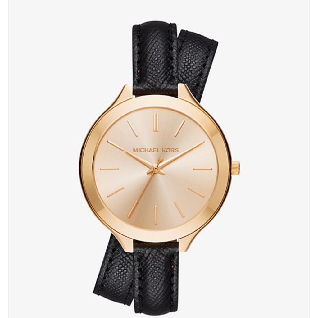 JAM TANGAN ANALOG LEATHER BLACK ORIGINAL MK