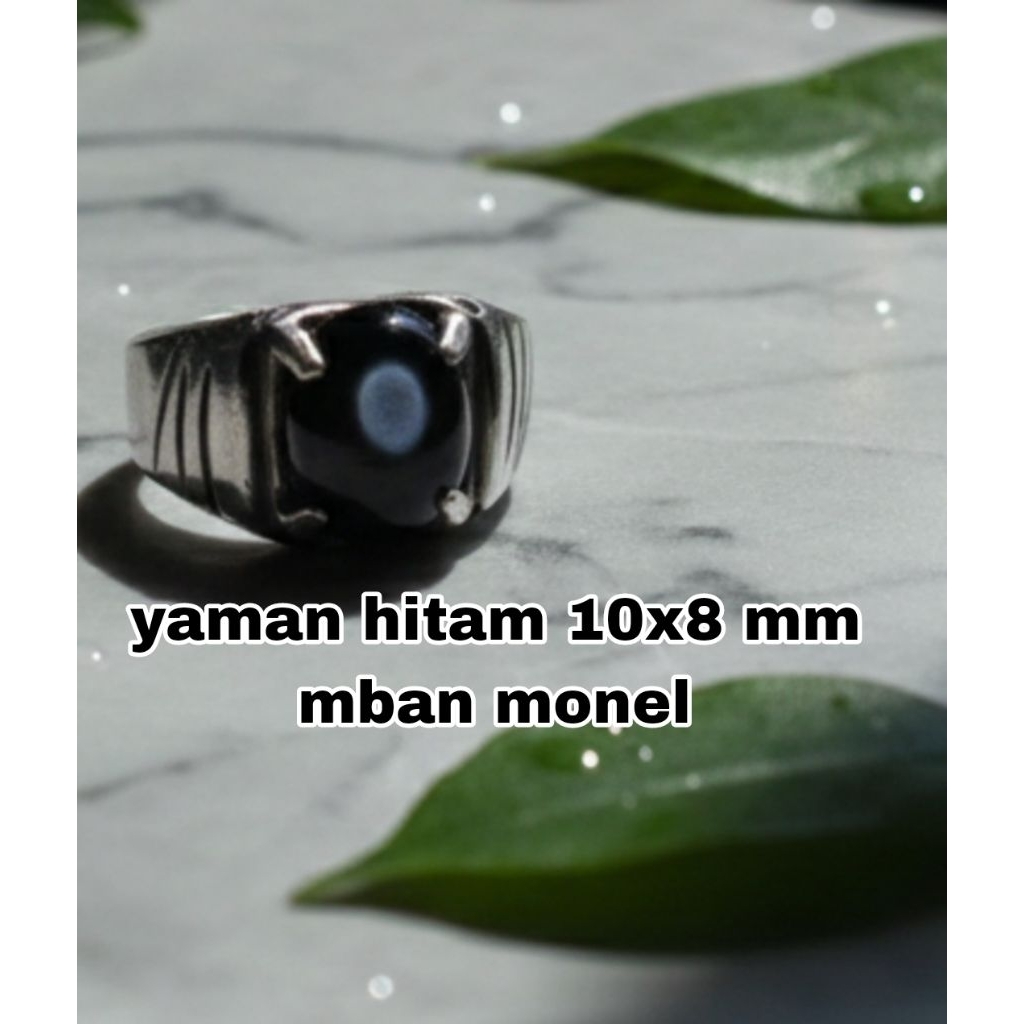 cincin batu akik yaman hitam 10 mm mban monelgigi