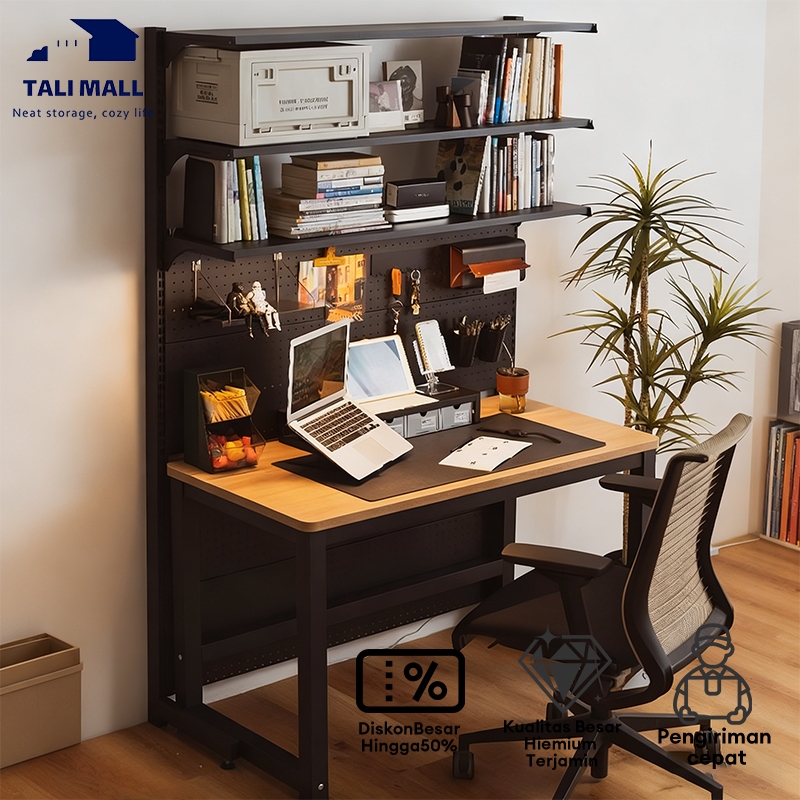 Meja Belajar Dengan Rak Buku Rak Besi Pegboard Diy Rak Yang Dapat Disesuaikan