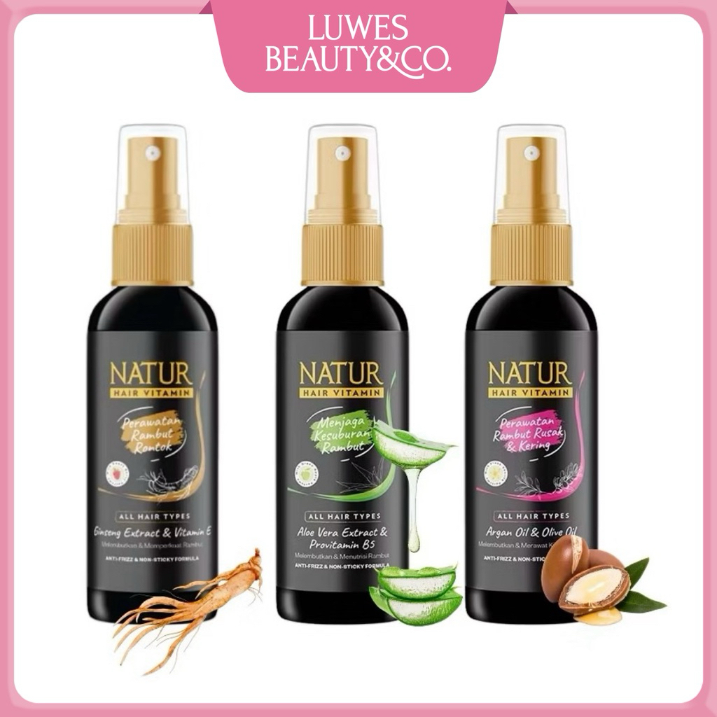 Natur Hair VItamin 80ml Argan Oil & Vitamin E | Ginseng Extract & Vitamin E | Aloe Vera Extract & Pr