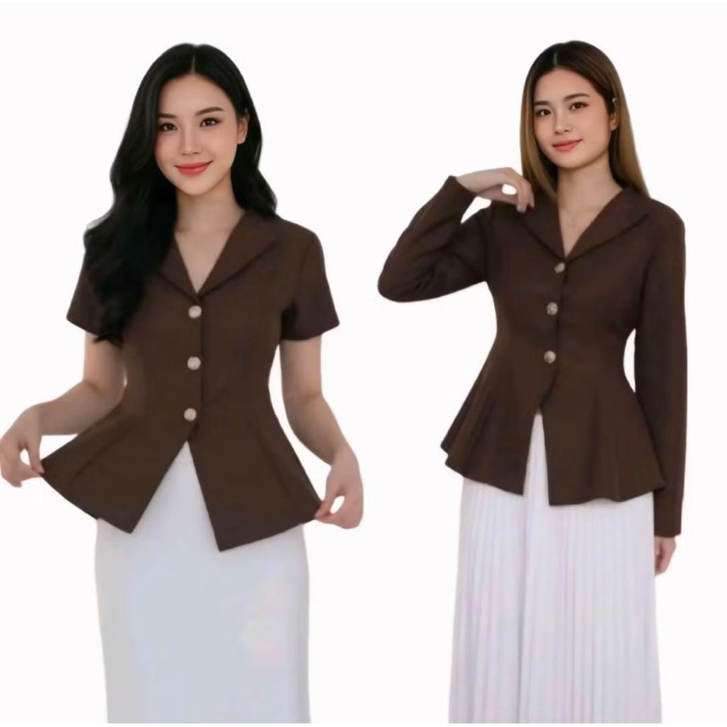 Karla Top - Atasan Wanita Model Blazer Lengan Panjang Dan Pendek - Blouse Wanita Korea Style Premium