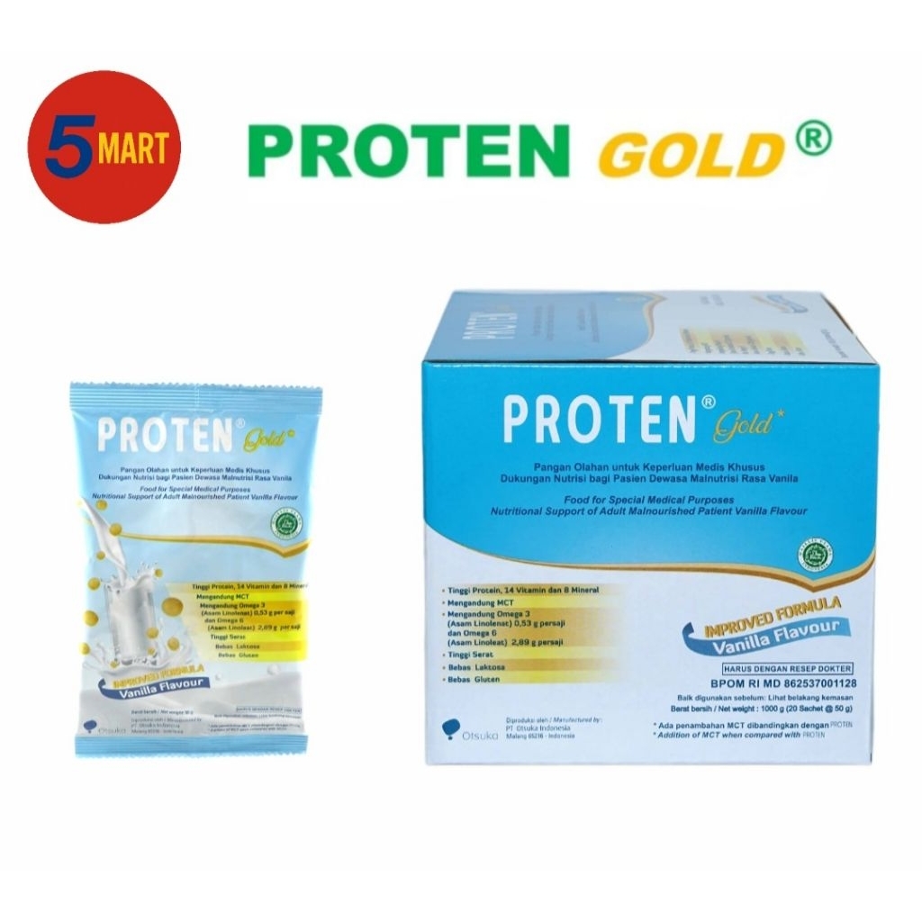 PROTEN GOLD Vanilla 1 Box Isi 20 Sachet