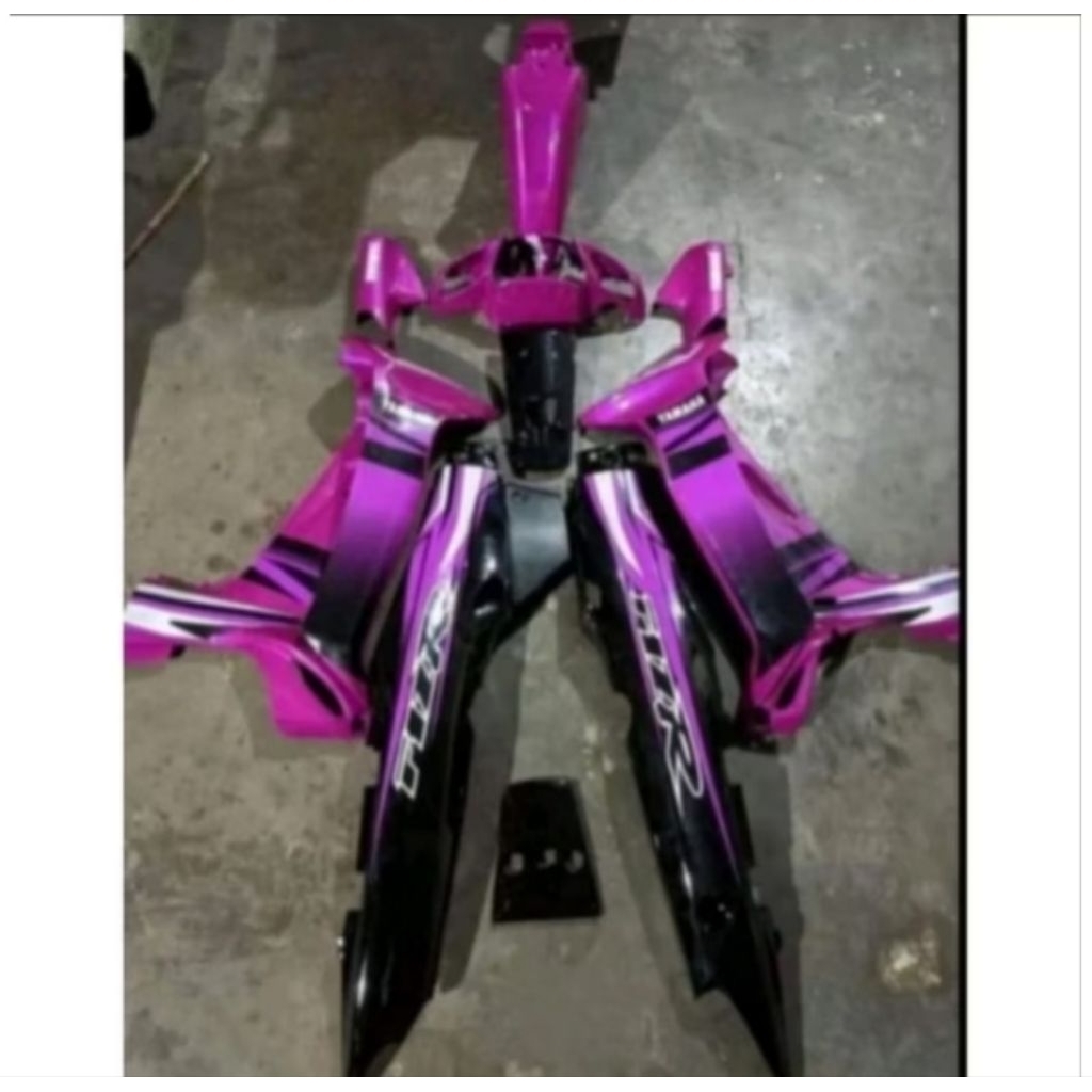 COVER BODY HALUS FULLSET YAMAHA FIZ-R VEGA R LAMA WARNA UNGU HITAM SET STRIPING