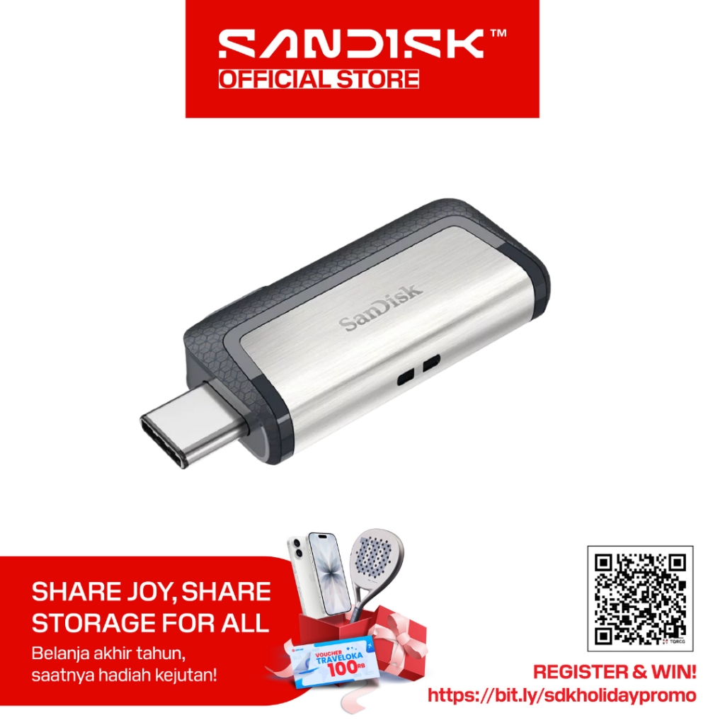 SanDisk Ultra Dual Drive OTG Type-C 32GB / 64GB / 128GB / 256GB USB 3.1 (Up To 150MBps)