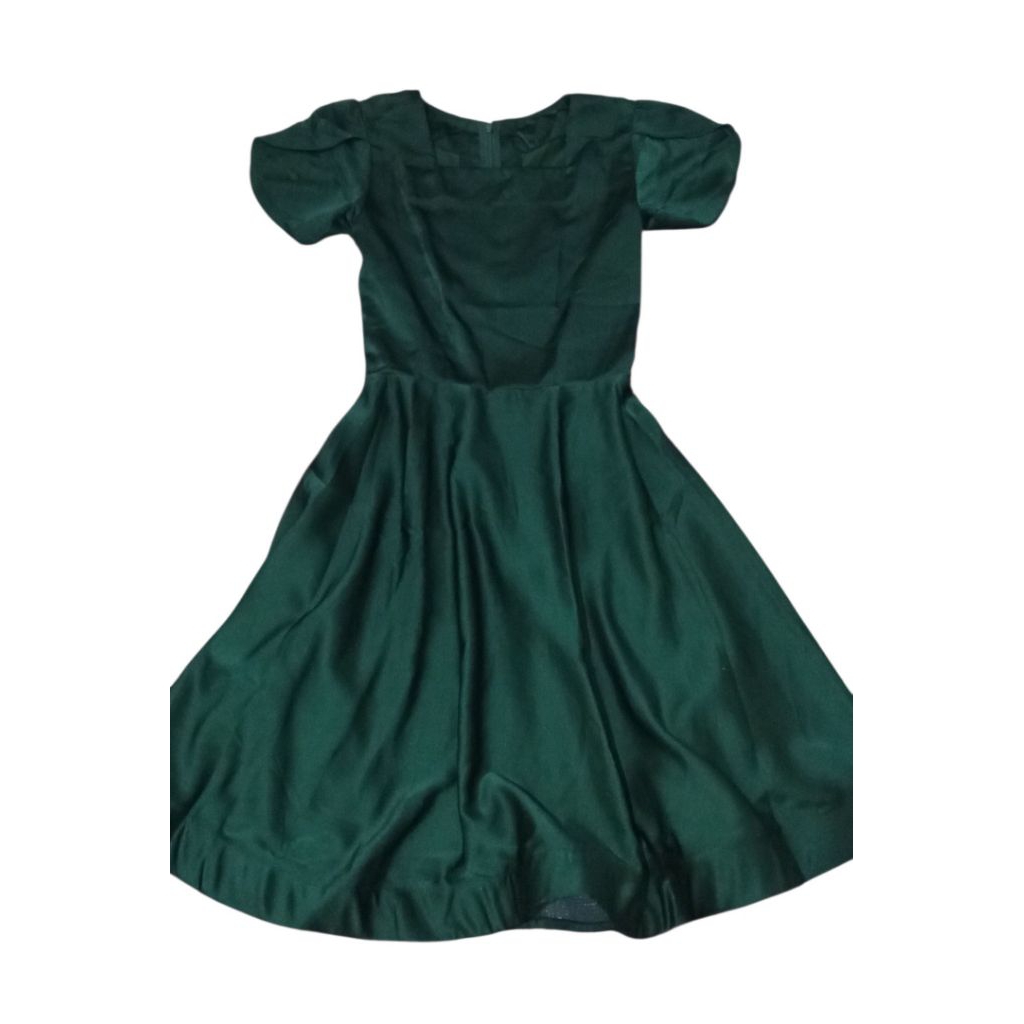 Dress Satin Emerald Natal Dewasa Remaja