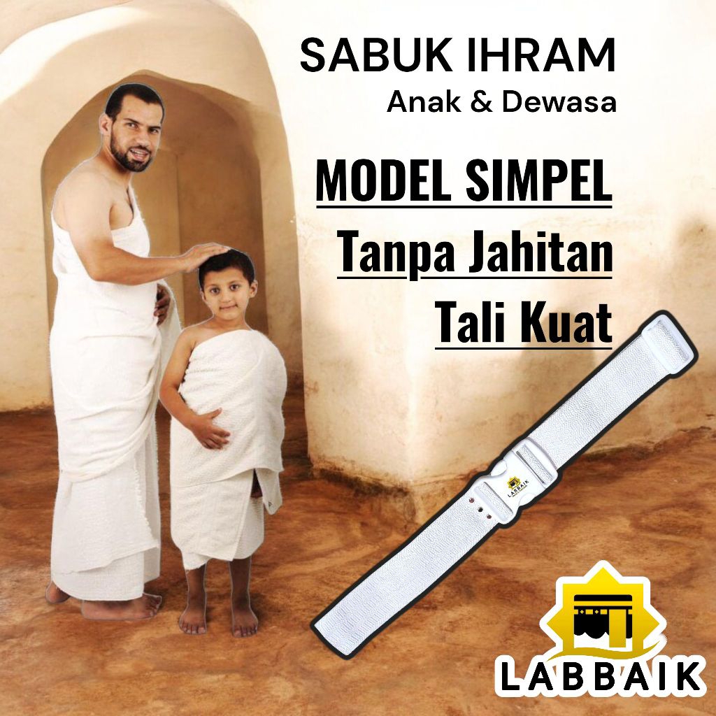 (EXPORT QUALTY) SABUK HAJI LABBAIK Ikat Pinggang Tanpa Jahitan Jahit Kain Ihrom Ihram Umroh Umrah Ha