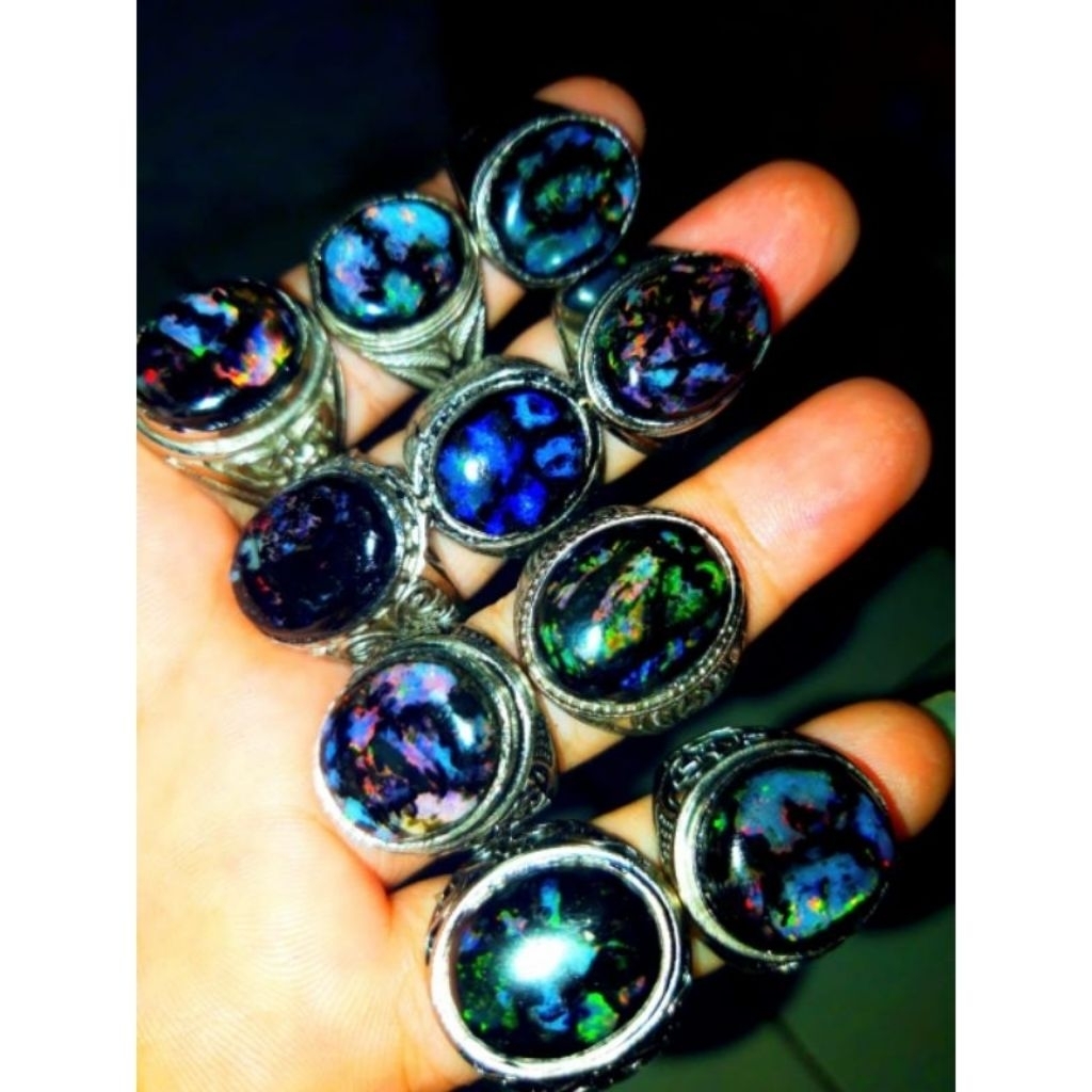 Batu Black Oval Mozaik Toktok Asli Lebak Banten