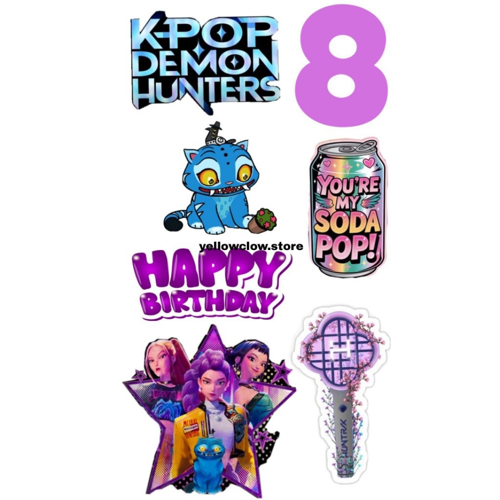 Topper Cake Custom Nama Kpop Demon Hunter/Topper Kue Ulang Tahun Tema Kpop Demon Hunter