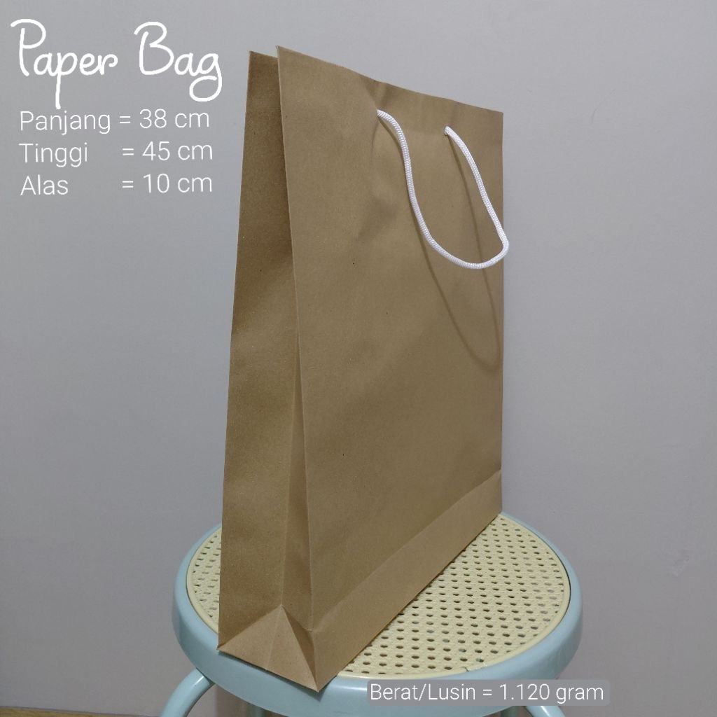 Min 3 Pcs - Paper Bag Coklat Polos 38x45x10 cm - Tas Belanja - Goodie Bag