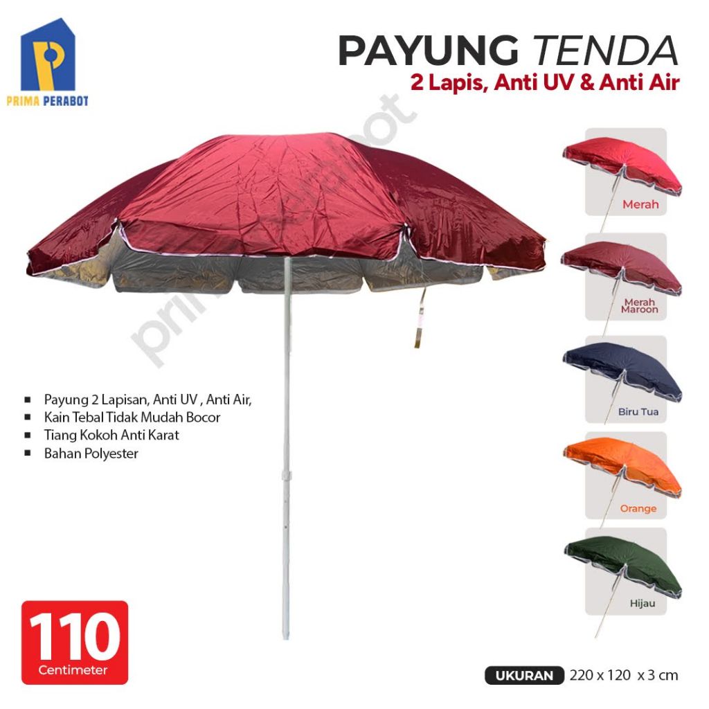 Payung Tenda 2 Lapis Payung Taman Pantai UV Series 110 Cm 43Inch