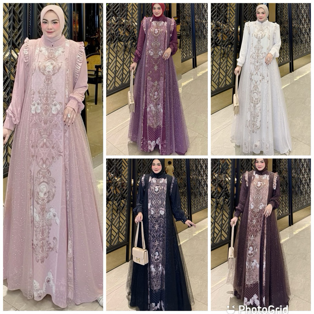 Ready siap kirim bisa cod bet seller gamis mewah original avrilia hijab Gamis Lebaran Terbaru Dress 