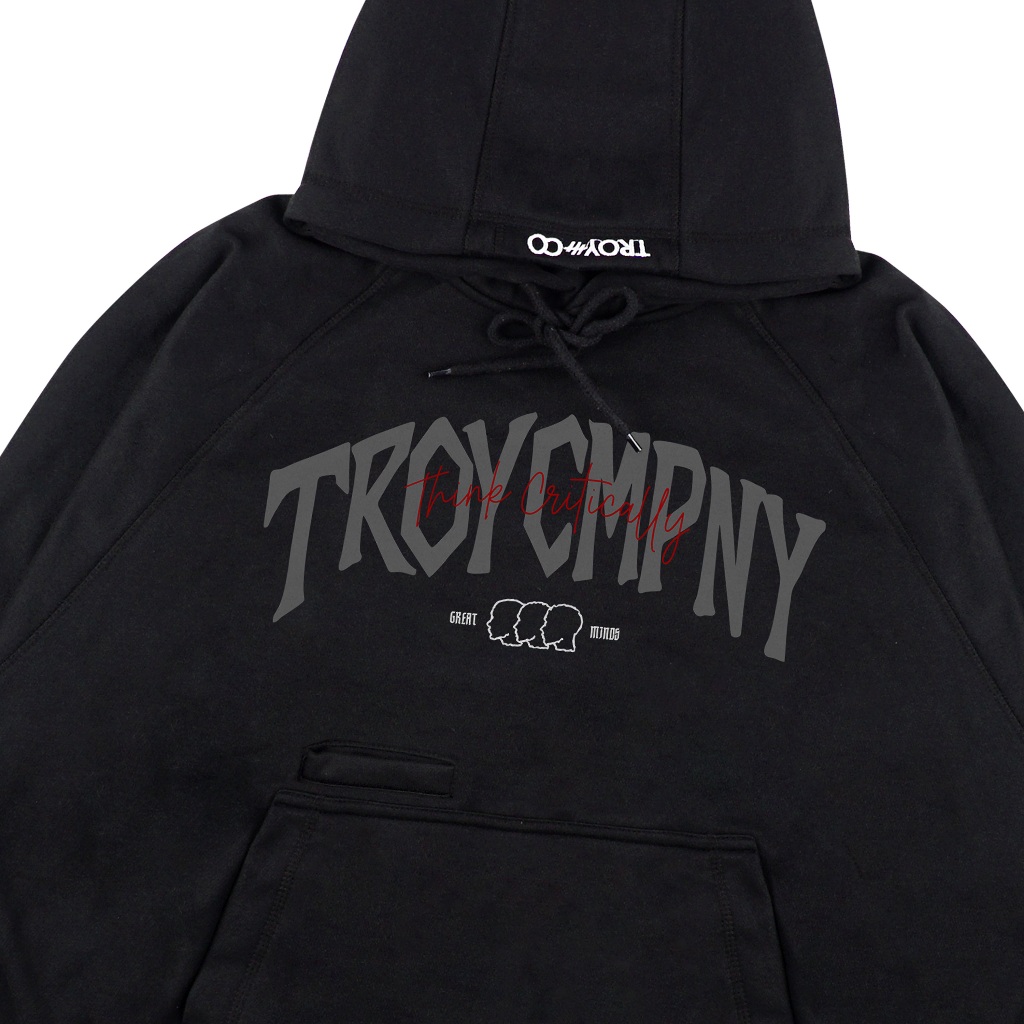 Troy Company Boxy Arm Pocket Hoodie Think Critically - Hoodie Boxy Hitam BAPH 3430