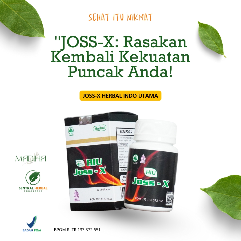 HIU JOSS-X 60 Kapsul | Obat Herbal Kuat Pria Tahan Lama | Rasakan Kembali Kekuatan Puncak Anda BPOM
