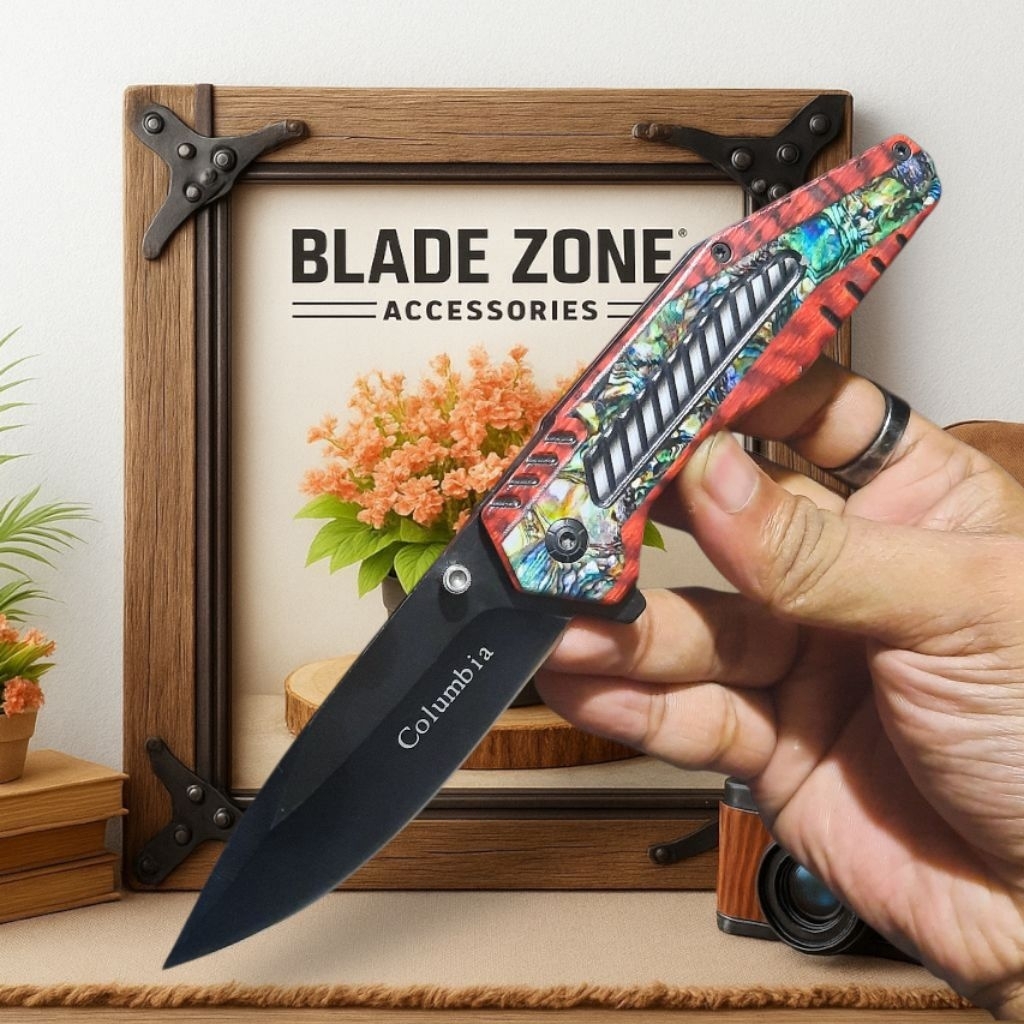 Pisau Survival Lipat Outdoor Columbia Gagang Stylish Ergonomis